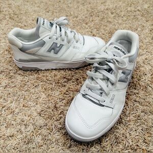 New Balance 550 Tennis White Gray Leather Sneakers Shoes- Womens 9 OR Mens 7.5